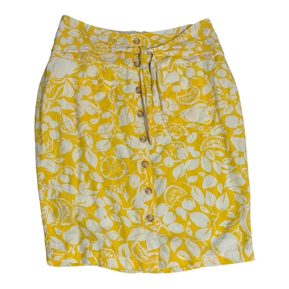 Anthropologie 52 Conversations Colloquial Yellow Button Front Pencil Skirt Sz 12 - Picture 5 of 9